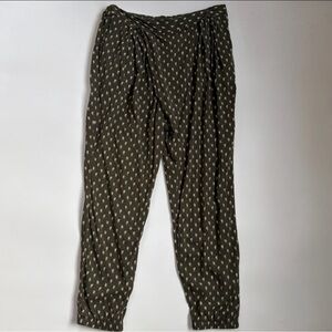 Free People Olive Printed Draped Rayon Jogger Pants Crossover Waist Medium